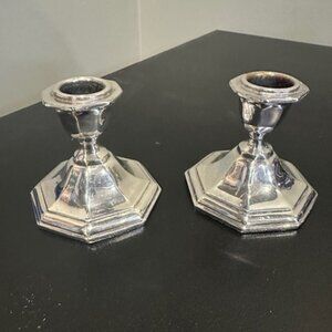 Vintage Pair of Silver Plated Candleholders marked with BP 2424 ½.